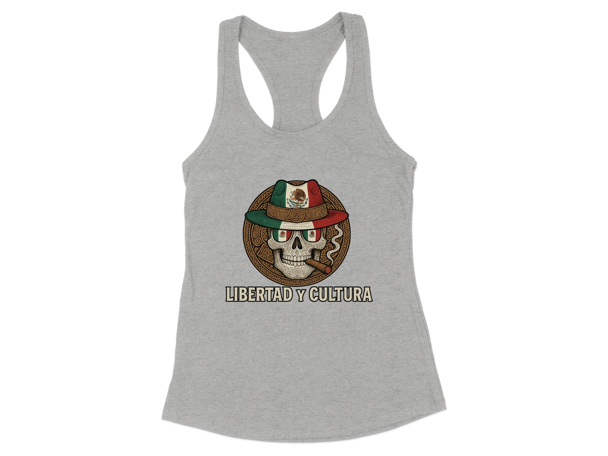 Libertad y Cultura Skull Design Racerback Tank