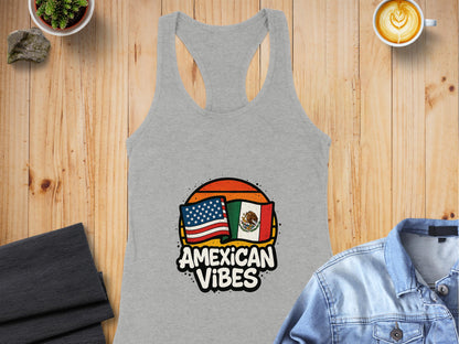 AMEXICAN VIBES Grey Racerback Tank Top product