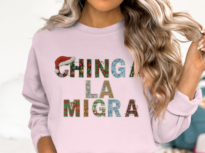 Chinga La Migra Graphic Statement Sweatshirt