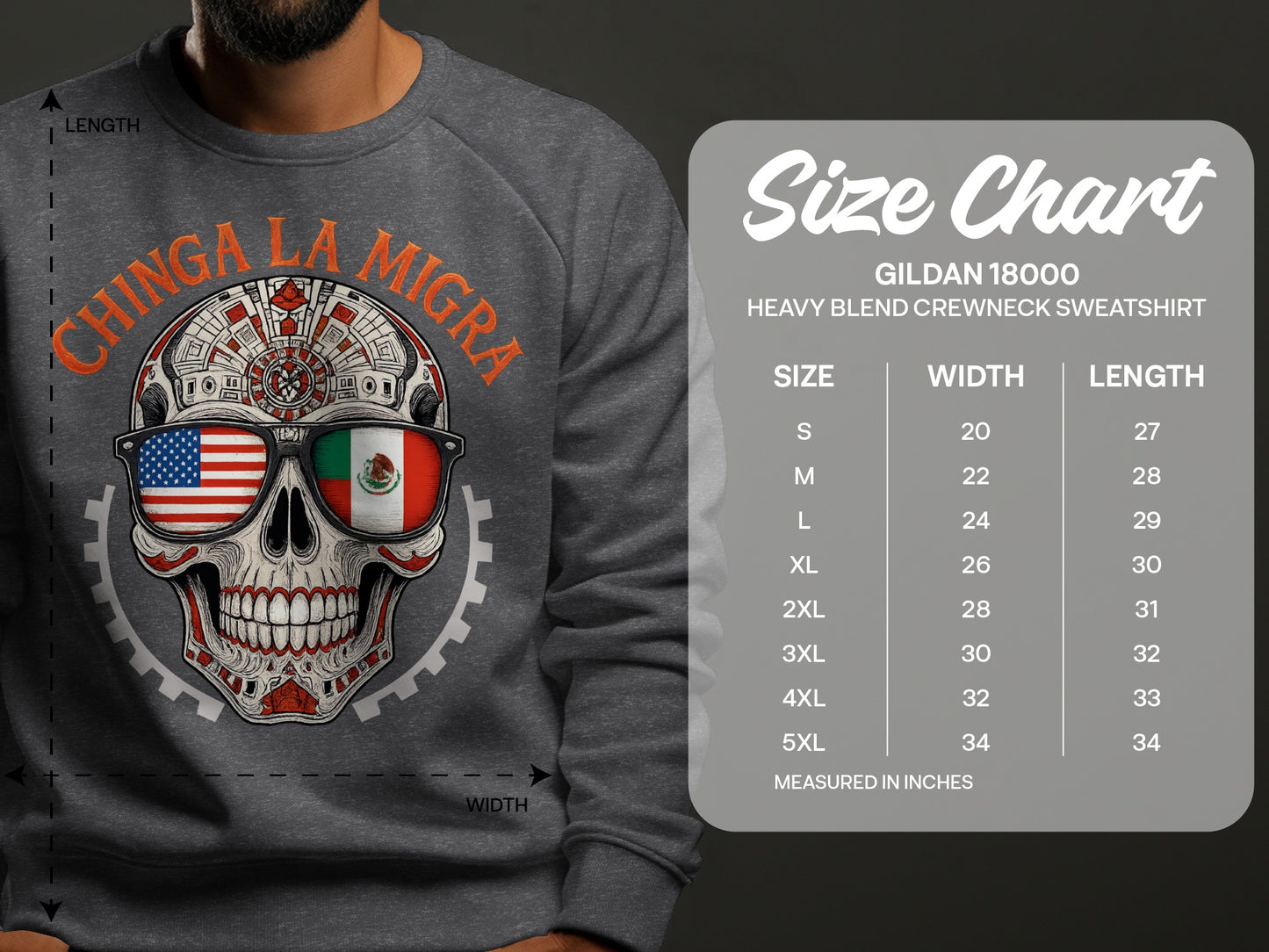 Bold Chinga La Migra Skull Flag Sweatshirt Design