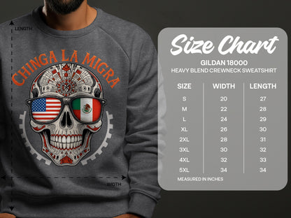 Bold Chinga La Migra Skull Flag Sweatshirt Design
