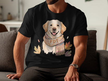 Cozy Autumn Labrador Tee with FDT Knit Scarf Design