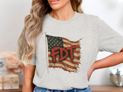 FDT Distressed American Flag T-shirt product