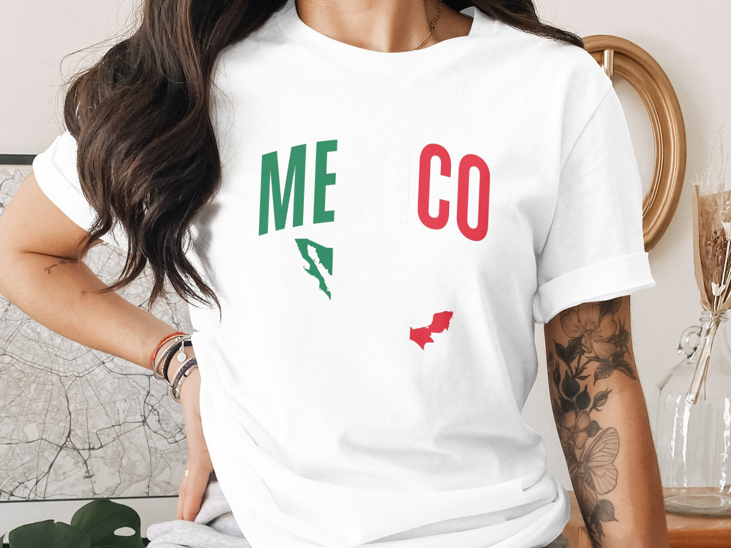 Mexico Map and Flag Graphic Casual Shirt product type