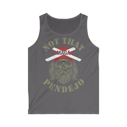 Dark gray tank top with "NOT THAT MAGA PENDEJO" text and skull graphic.