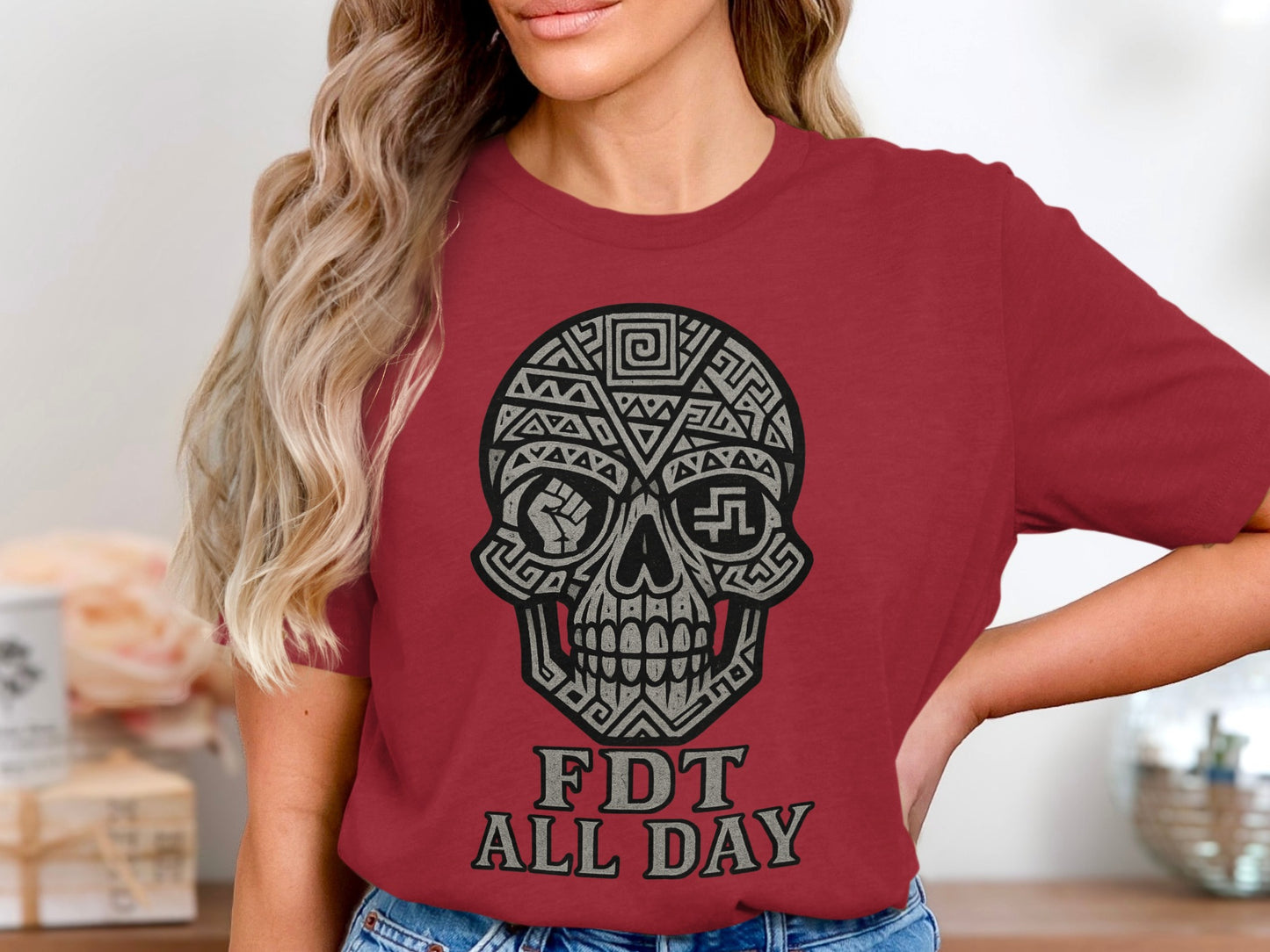 FDT All Day Unique Skull Design Statement Shirt