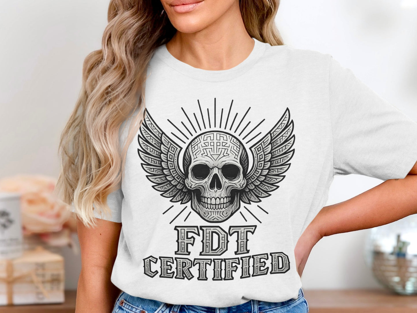 FDT Certified Skull Wing Design T-Shirt