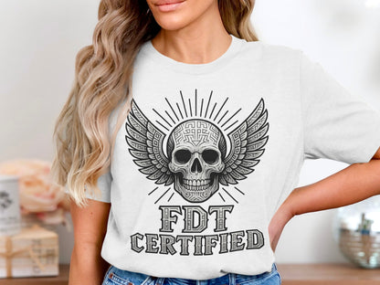 FDT Certified Skull Wing Design T-Shirt