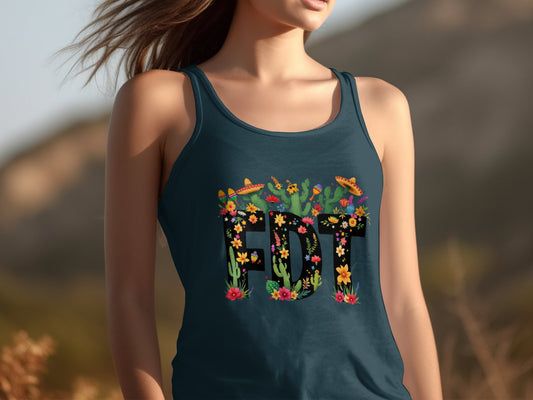 Floral Cactus EDT Festive Graphic Sleeveless Tank product