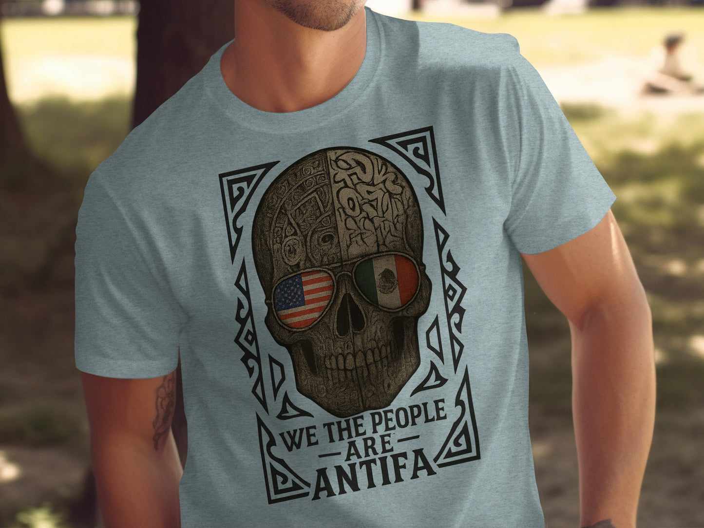 We The People Are Antifa Skull Pattern T-Shirt
