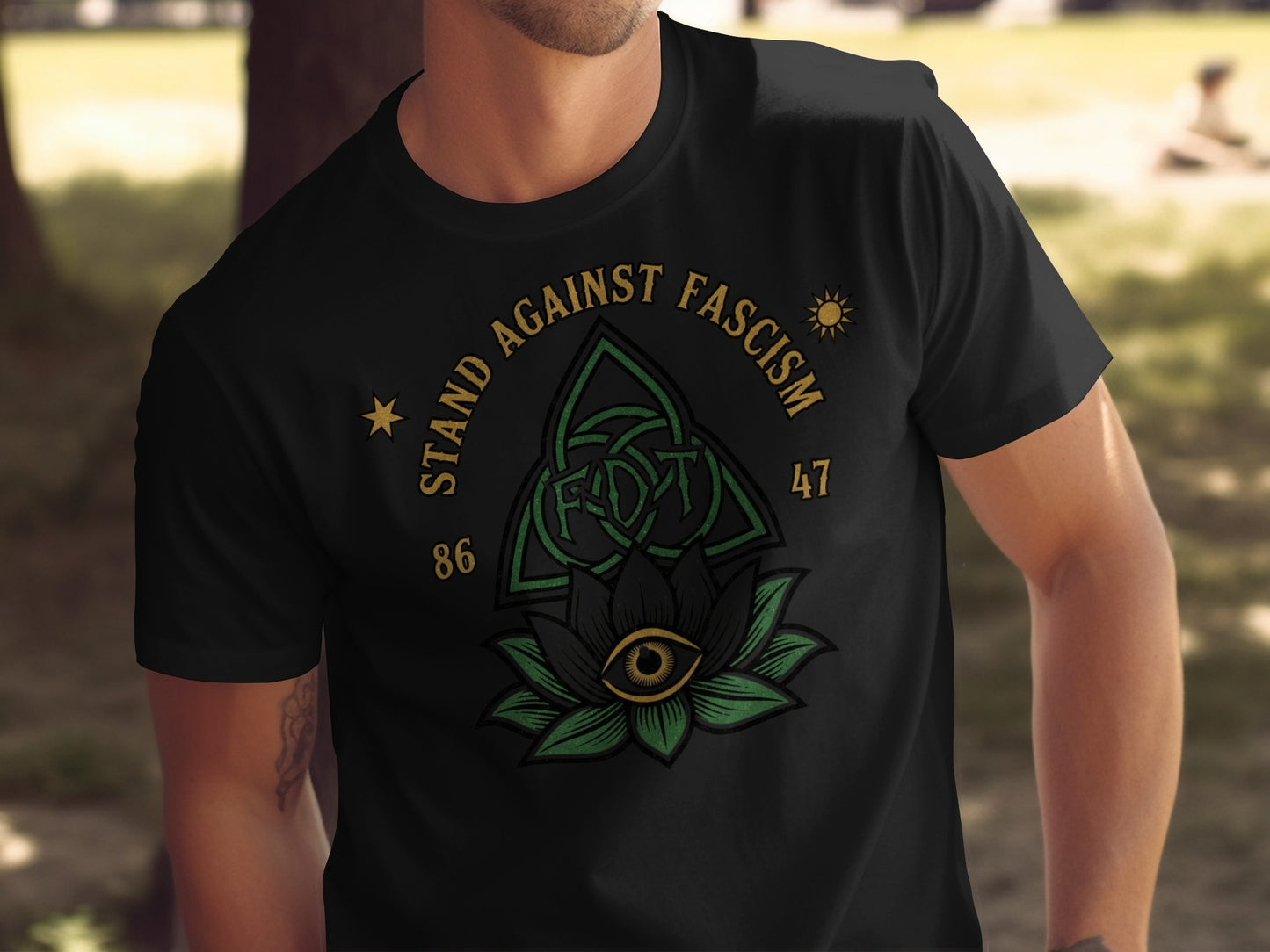 Stand Against Fascism Eye In Lotus Graphic T-shirt