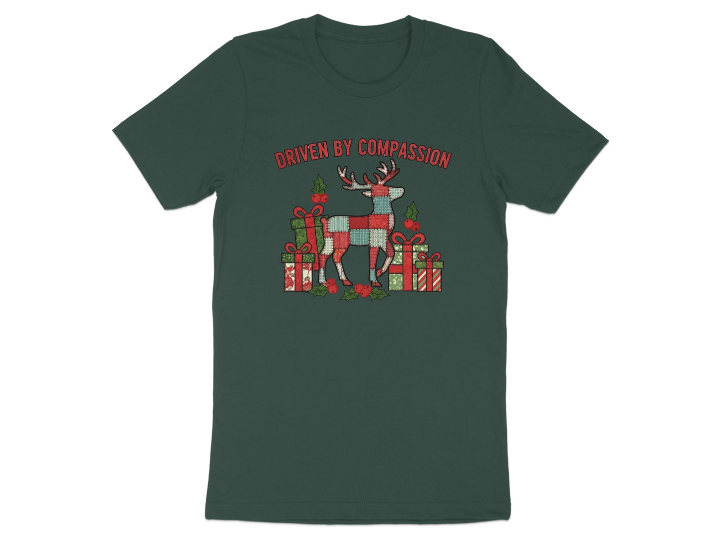 Driven by Compassion Festive Reindeer Graphic Tee