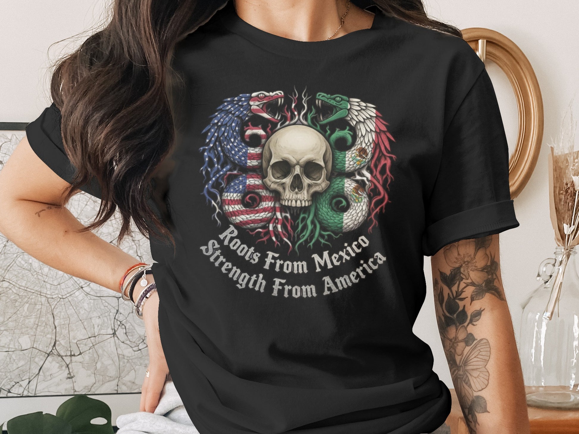 Roots From Mexico Strength From America T-shirt