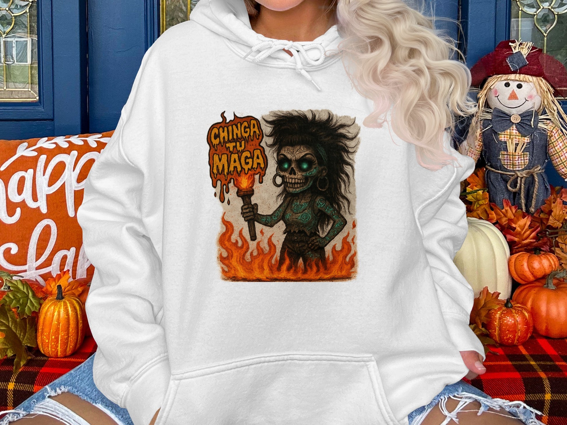 Chinga Tu Maga Graphic Hoodie Halloween Clothing product type