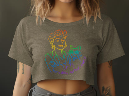 Retro Style Rainbow Graphic Crop Top Shirt product