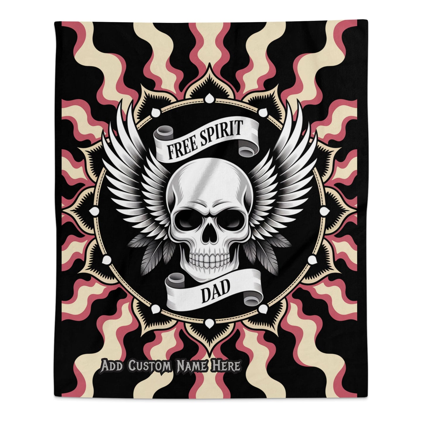 Free Spirit Dad Skull Wings Customizable Blanket product