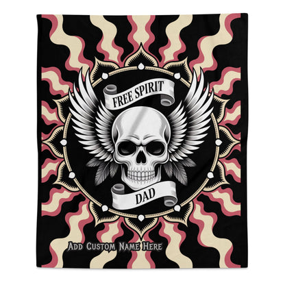 Free Spirit Dad Skull Wings Customizable Blanket product