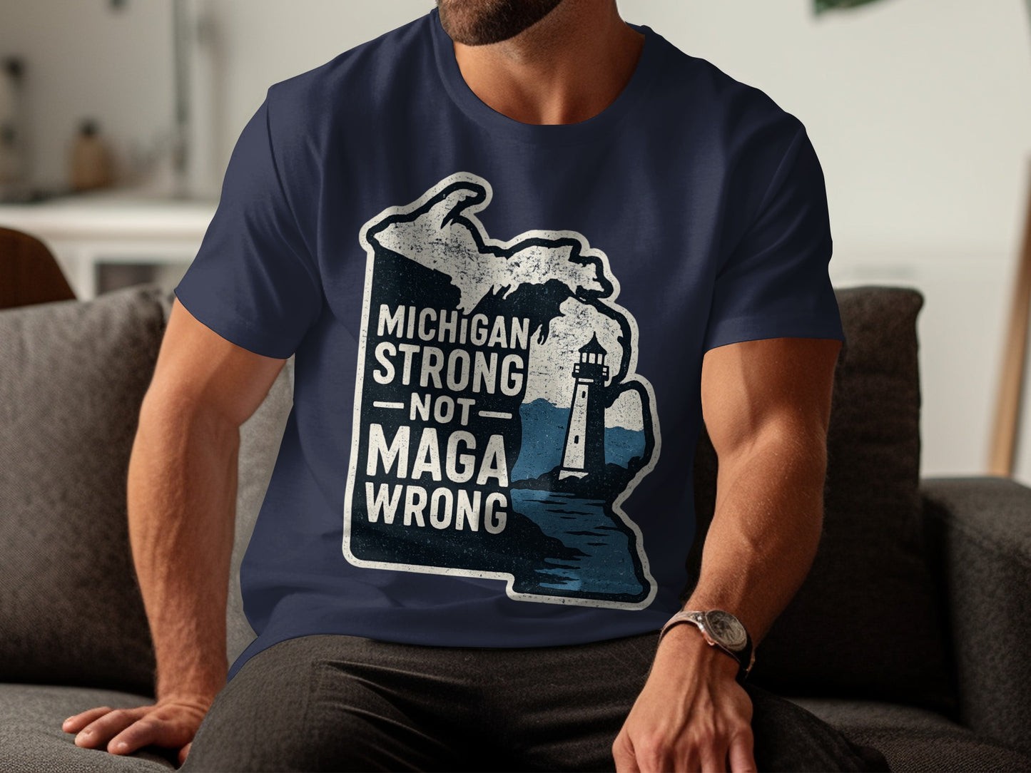 Michigan Strong Not Maga Wrong Graphic Teeshirt product