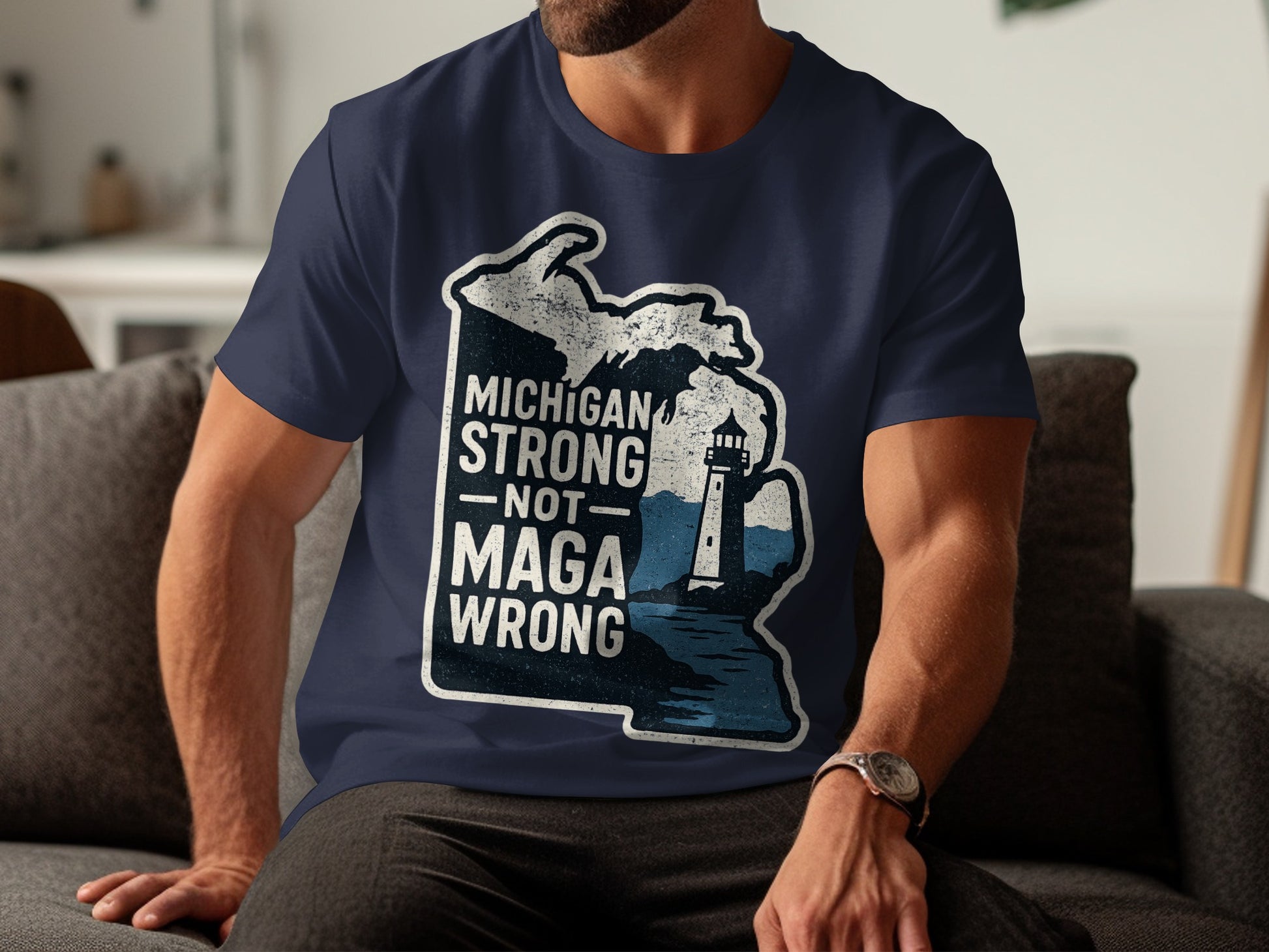 Michigan Strong Not Maga Wrong Graphic Teeshirt product