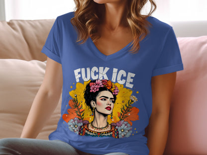 Colorful Frida Kahlo Themed Art Tee Shirt