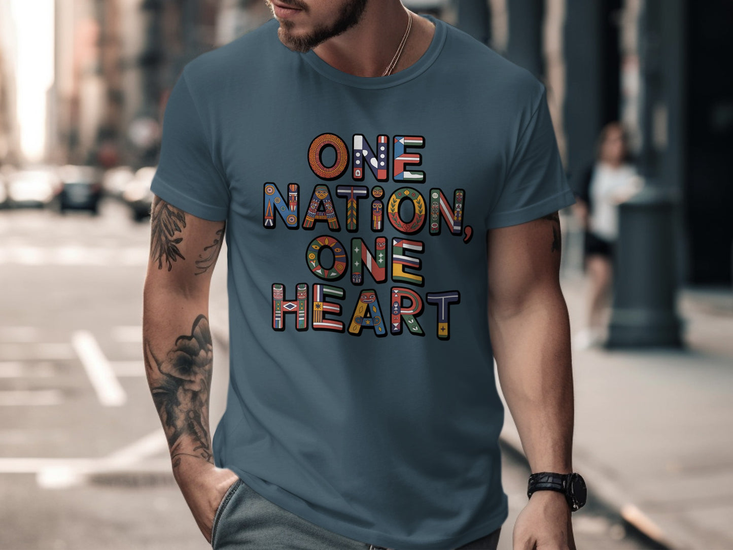 One Nation One Heart Graphic Tee Shirt