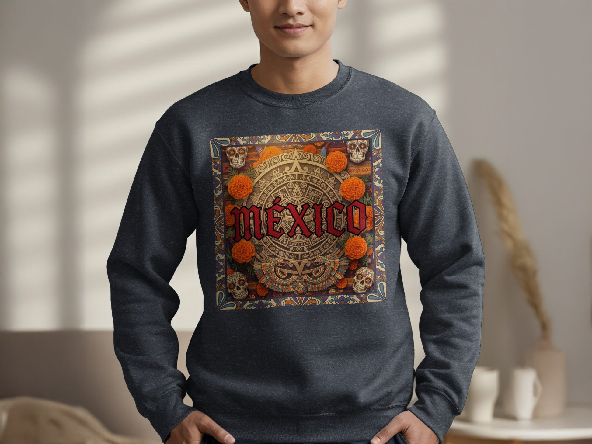 Mexico Aztec Skull Festival Unisex Crewneck Sweatshirt product type