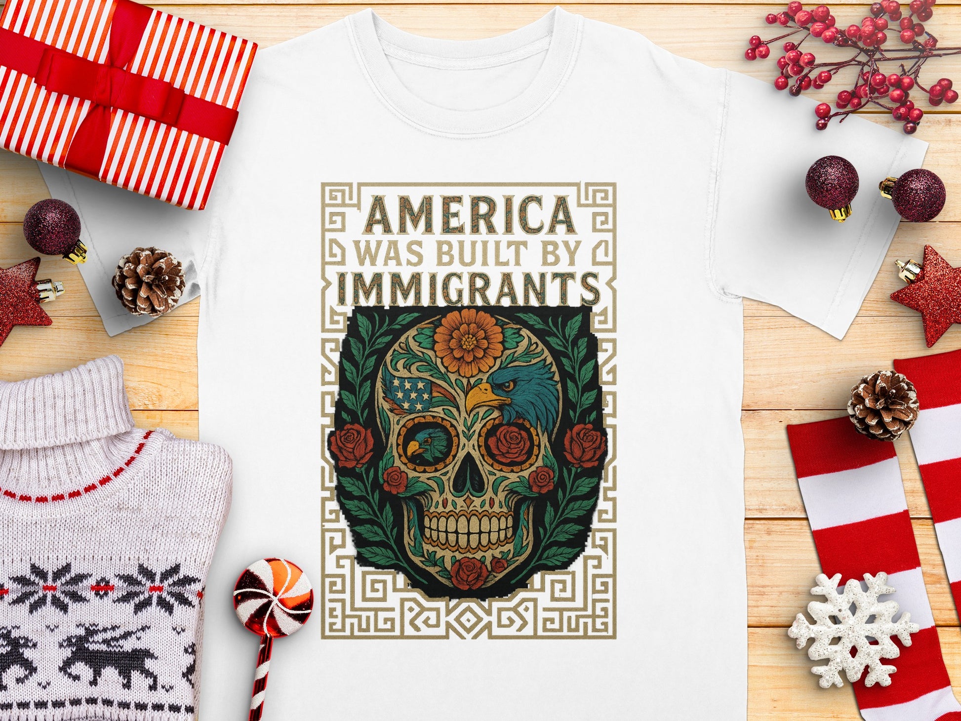 America Was Built By Immigrants Skull Art Shirt