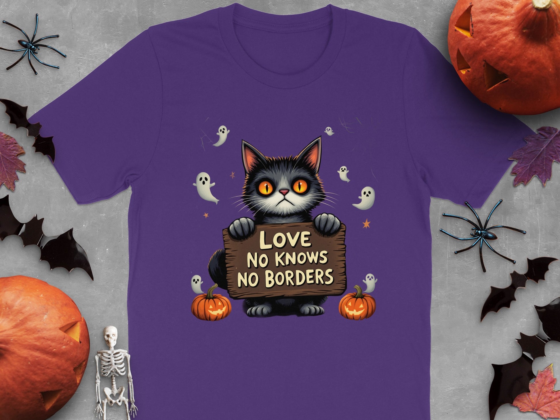 Love No Knows No Borders Cat Halloween T-shirt product