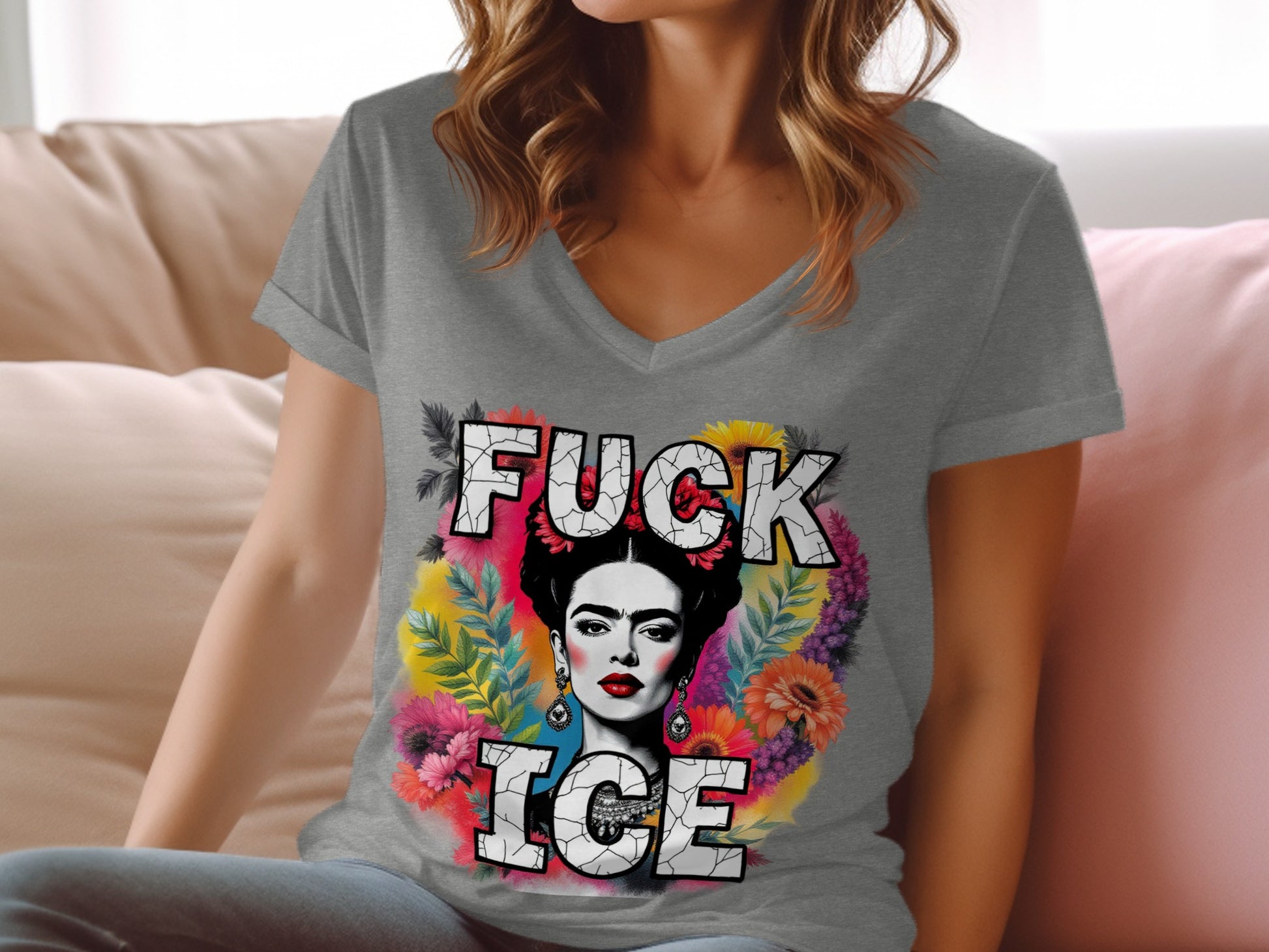 Bold Graphic Tee with Colorful Floral Design