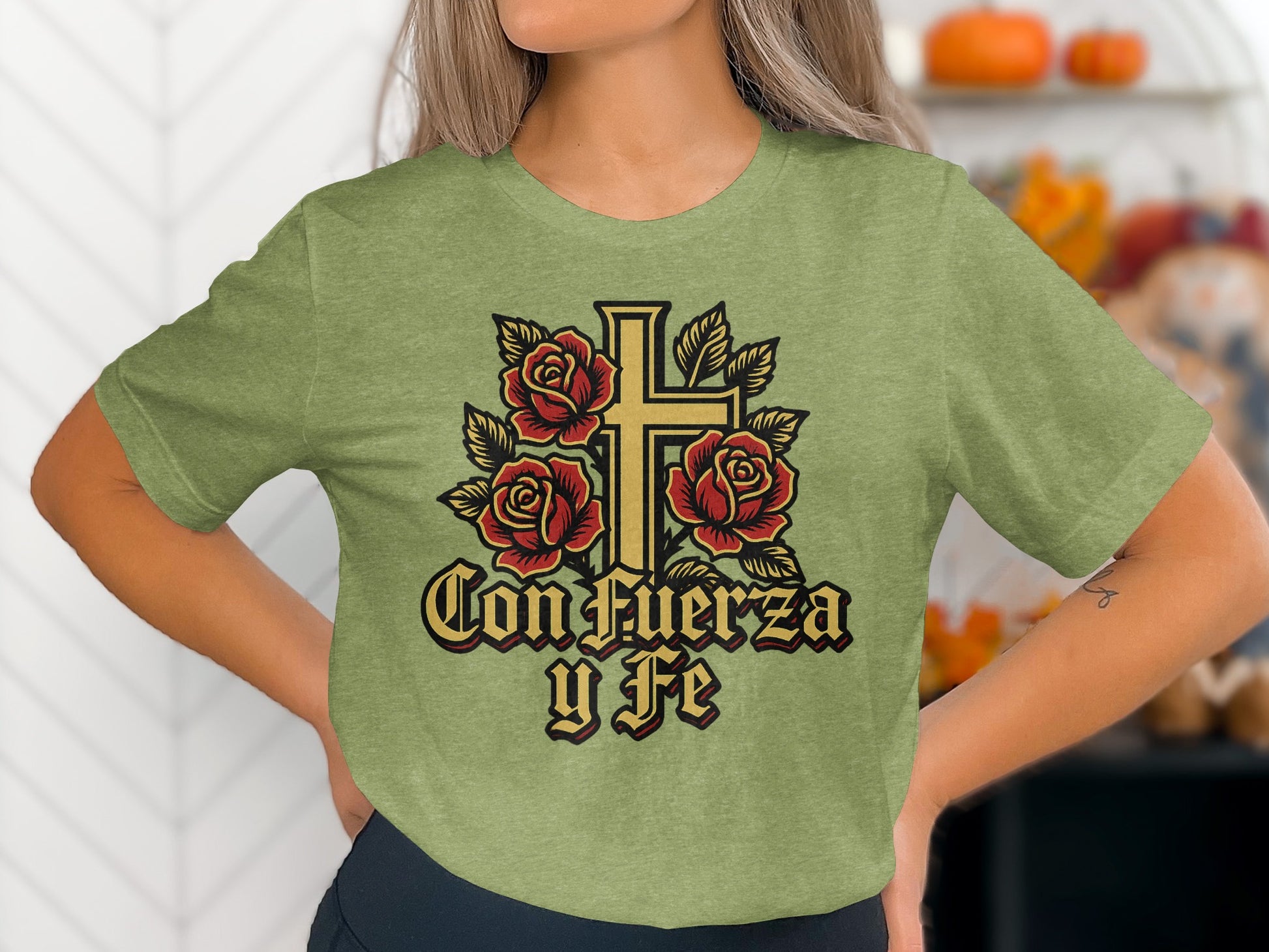 Con Fuerza y Fe Cross Graphic Printed Shirt product type