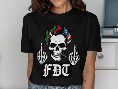 FDT Skull Design Middle Finger Graphic T-Shirt product