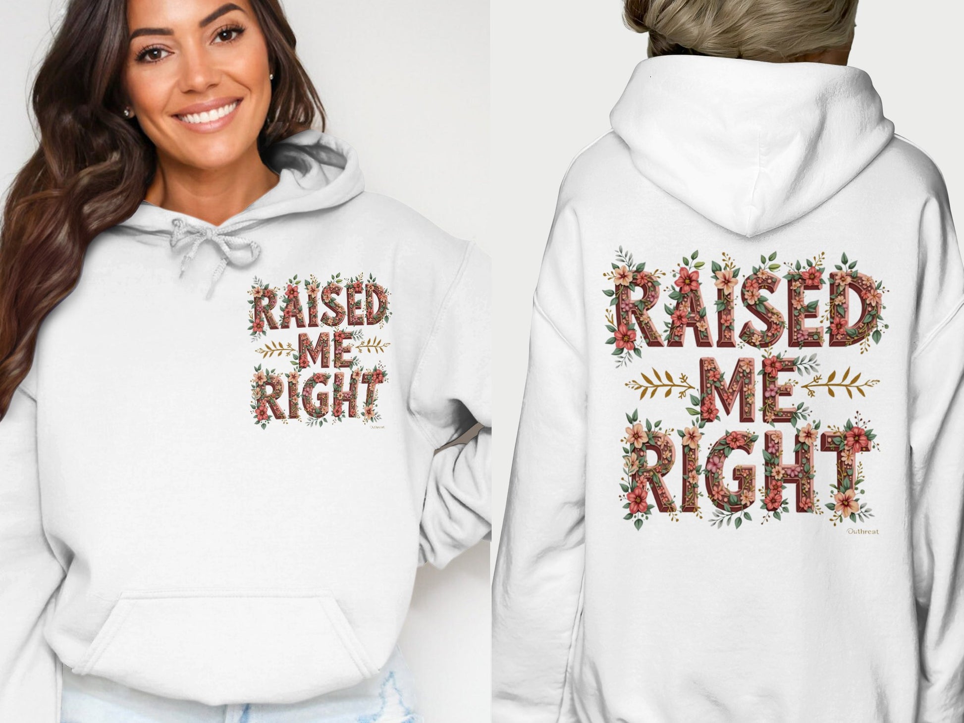 Raised Me Right Floral Design Hoodie product type