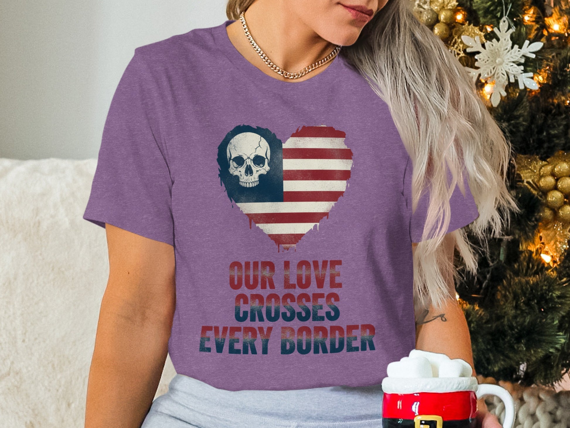Our Love Crosses Every Border Skull Heart T-Shirt