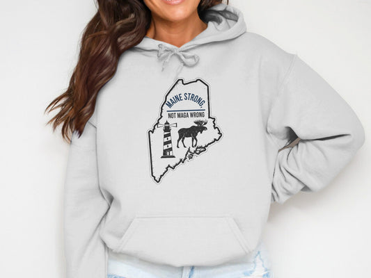 Maine Strong Not Maga Wrong Hooded Sweatshirt product
