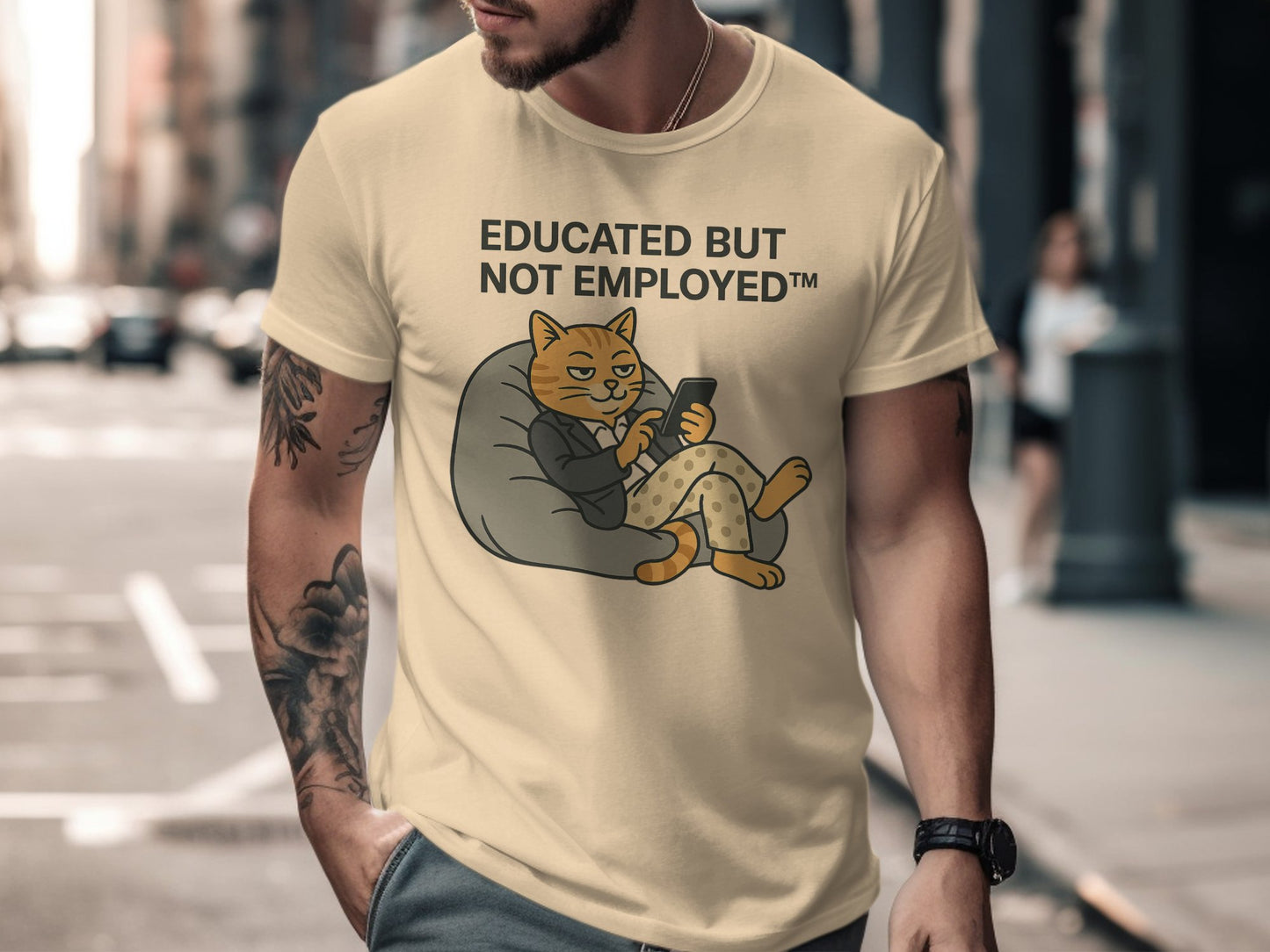 Educated But Not Employed Cartoon Cat T-Shirt product