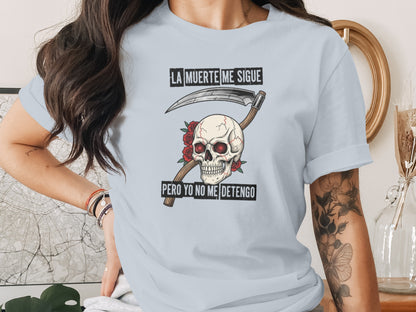 La Muerte Me Sigue Skull Artwork T-shirt product