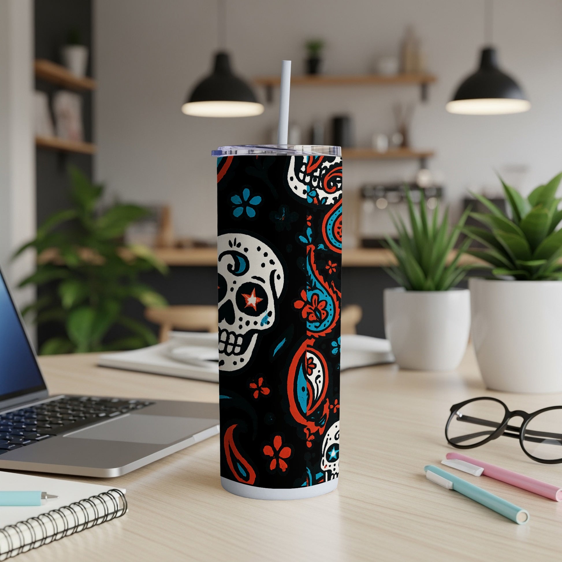 Colorful Skull and Flowers Insulated Tumbler product