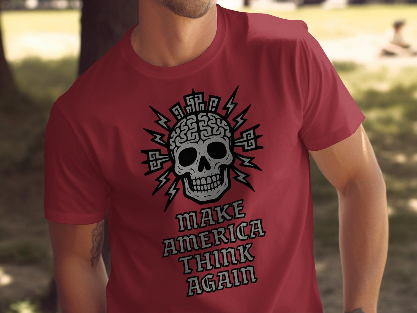 Make America Think Again Skull Graphic T-Shirt