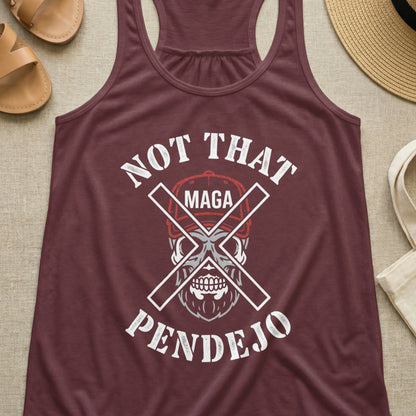 Burgundy tank top with skull graphic and text "Not That MAGA Pendejo".