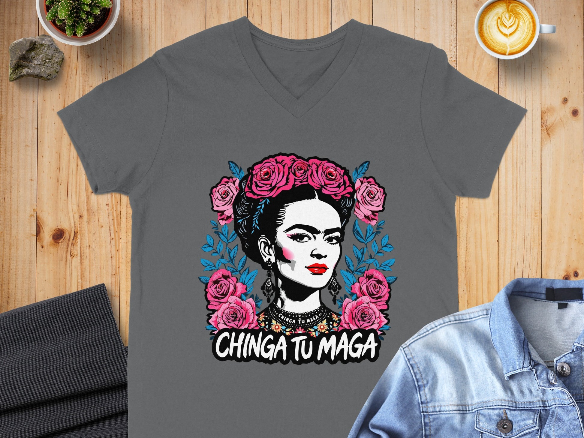 Chinga Tu Maga Graphic V-neck Tee Shirt Product