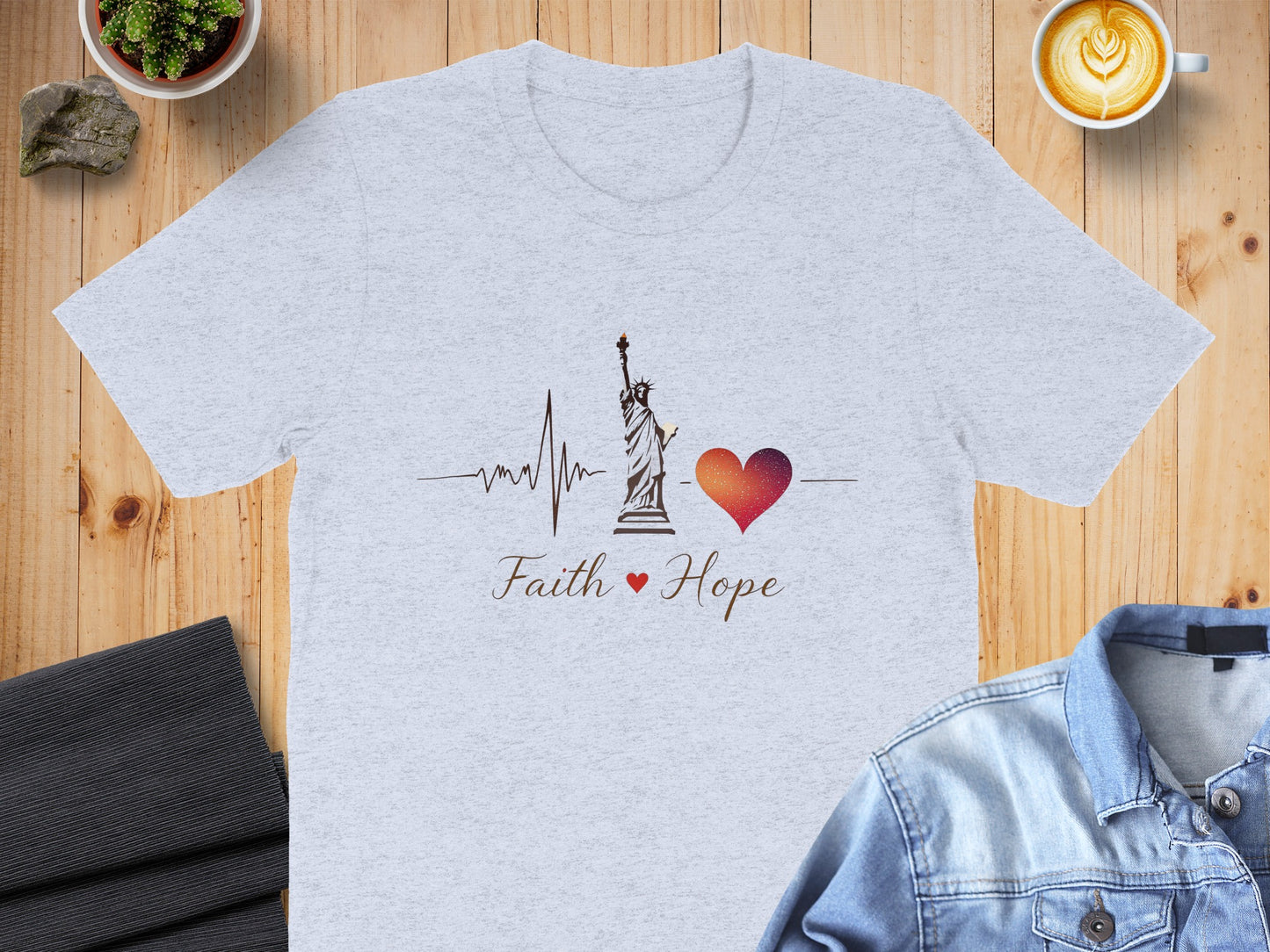 Faith Hope Statue of Liberty Heartbeat T-shirt product