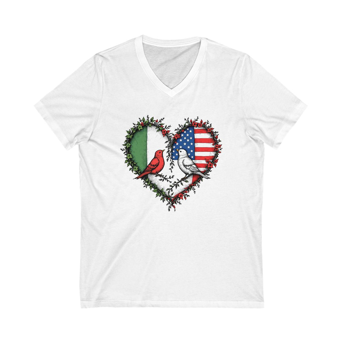 Heart-Shaped Flag Cardinal Birds Graphic Tee product type