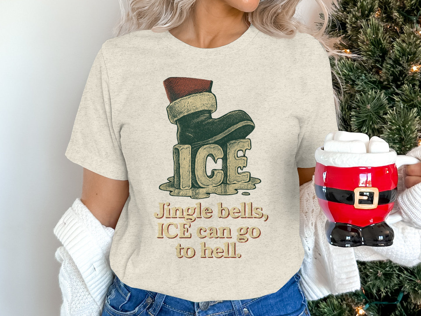 Jingle Bells ICE Can Go to Hell Graphic T-Shirt