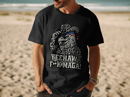 Yeehaw F**k Maga Eagle Cowboy Hat T-Shirt product type