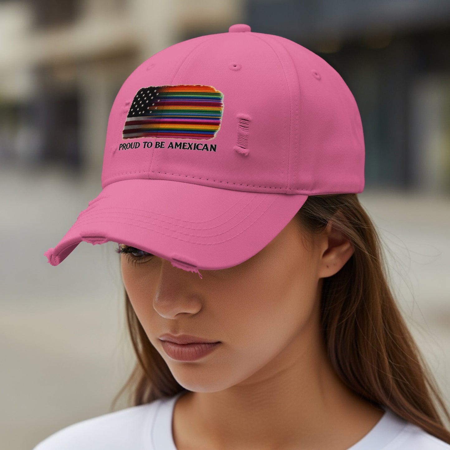 Unique Pink Proud to Be American Design Hat product