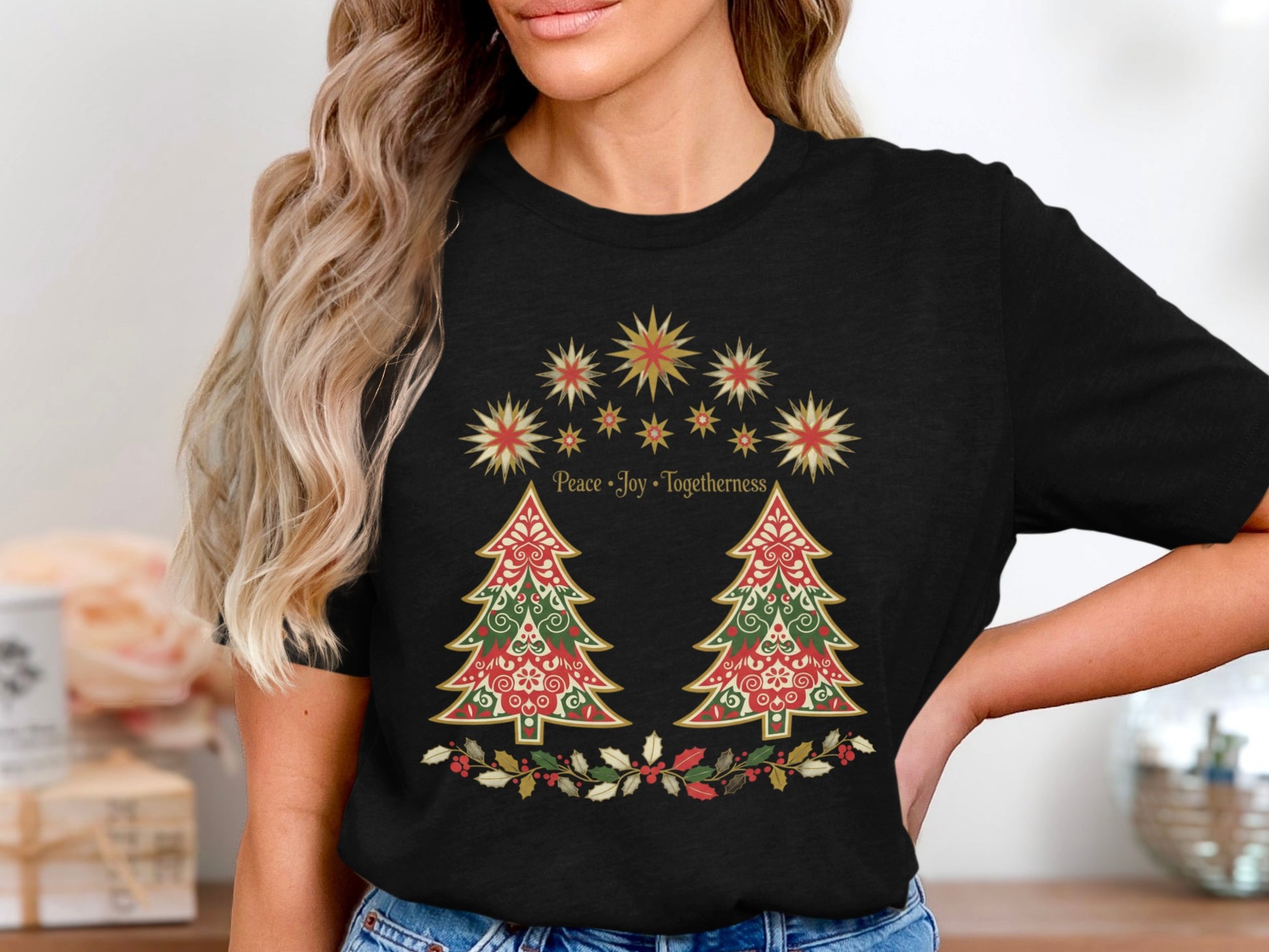 Celebrate Peace Joy Togetherness with Festive Trees Shirt