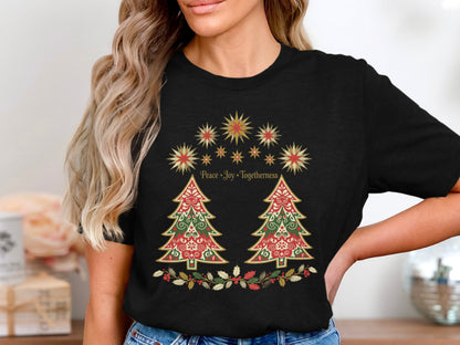 Celebrate Peace Joy Togetherness with Festive Trees Shirt
