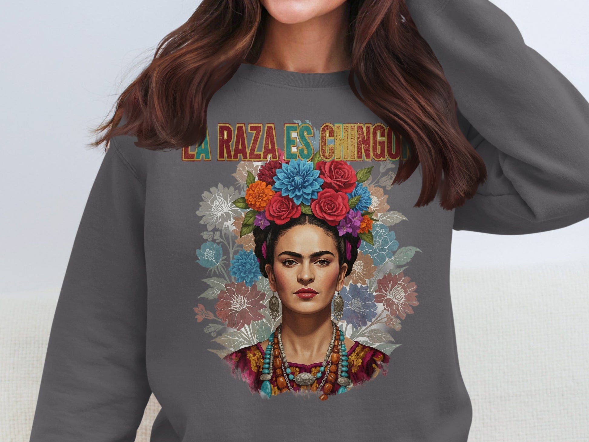 La Raza Es Chingo Floral Graphic Sweatshirt