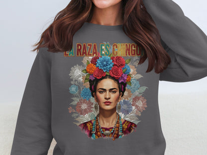 La Raza Es Chingo Floral Graphic Sweatshirt