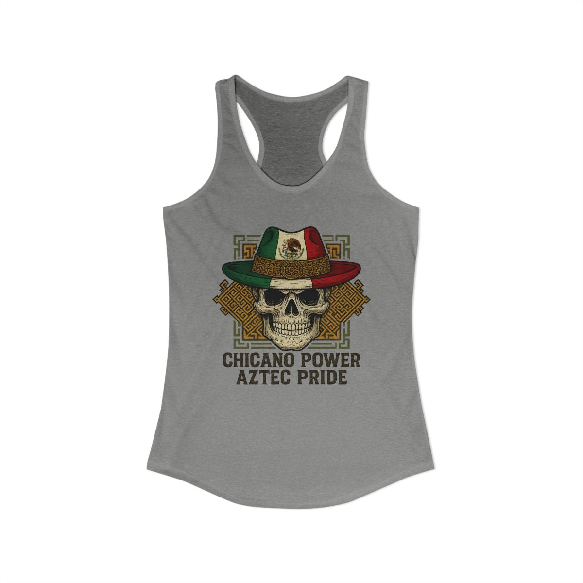 Chicano Power Aztec Pride Skull Graphic Tank Top